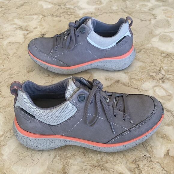 Clarks Wave 2.0 Lace Waterproof Sneakers Grey/Peach - Picture 7 of 16